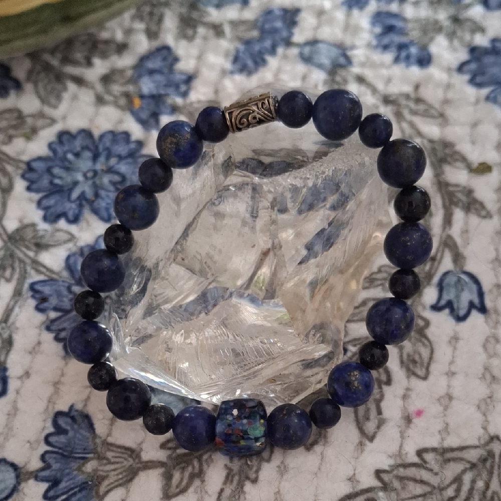 Elegant Blue Lapis Lazuli  Beaded Bracelet